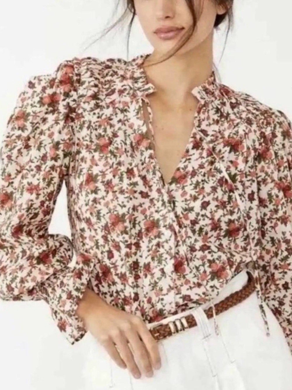 Free People Cream Floral Top